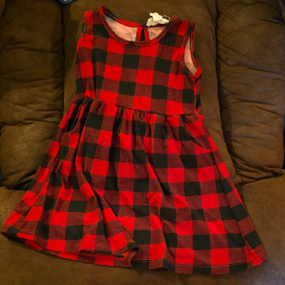 Charming Red and Black Checkered Kids Dress